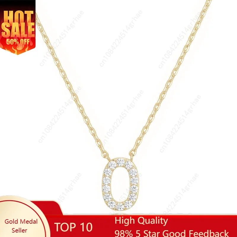 

14K White Gold Plated Cubic Zirconia Initial Necklace | Letter Dainty Necklaces for Women