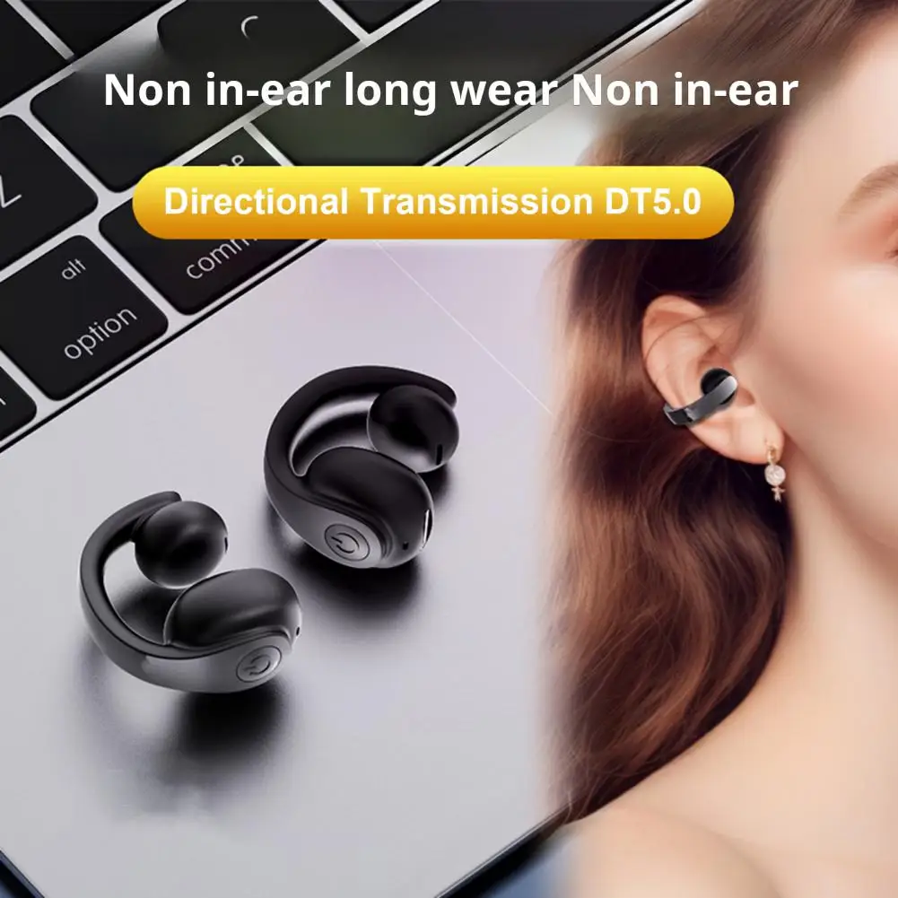1 Pc Bluetooth-compatible Wireless Earphone IPX5 Waterproof Stereo Sound Noise Canceling Sports Earphones Ear ClipOn Earbuds