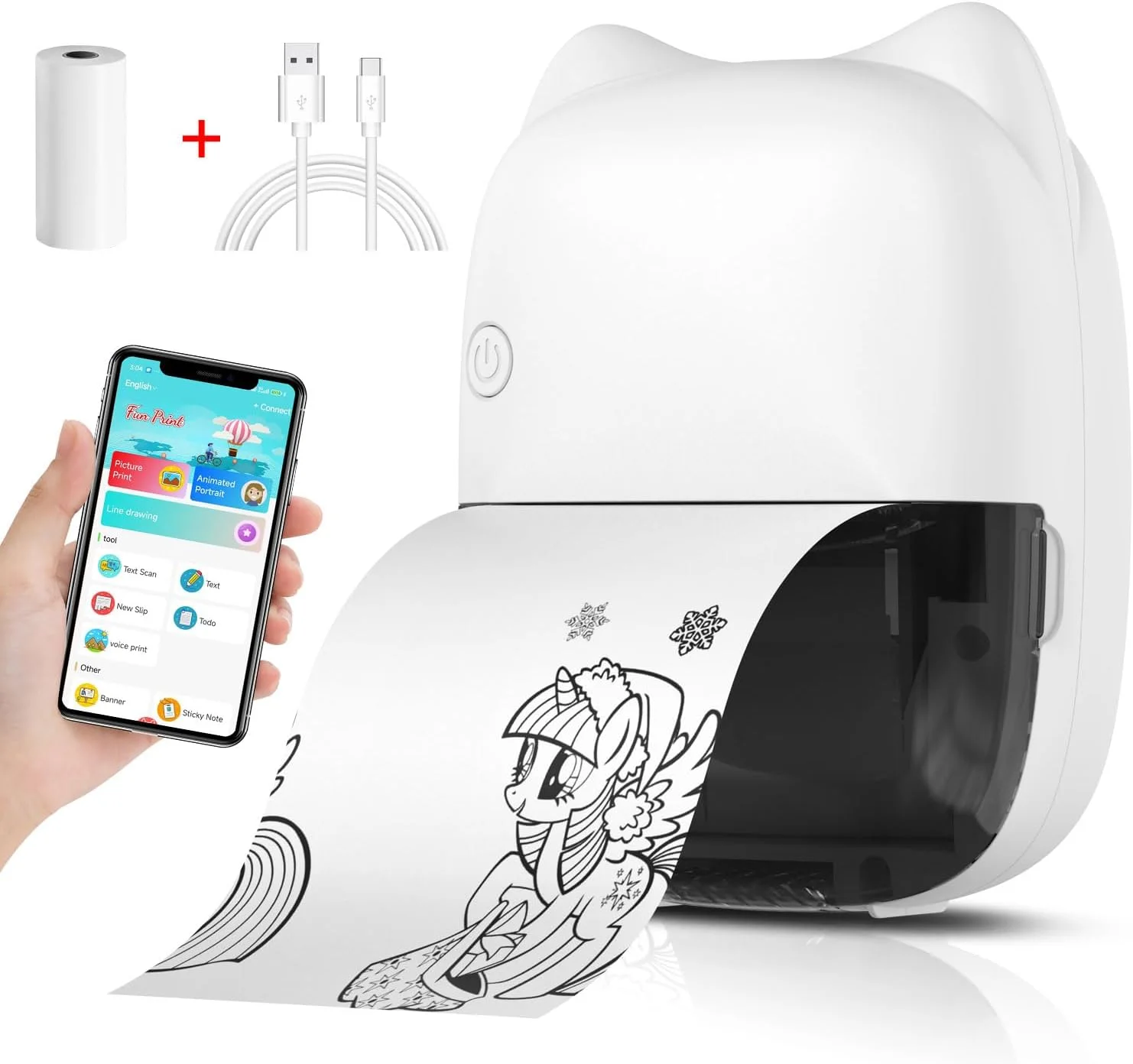 Mini Sticker Printer, Portable Thermal Printer for Photos/Journals/Receipts/Notes/Lists/Labels/DIY/Travel/Birthday Gifts for Kid