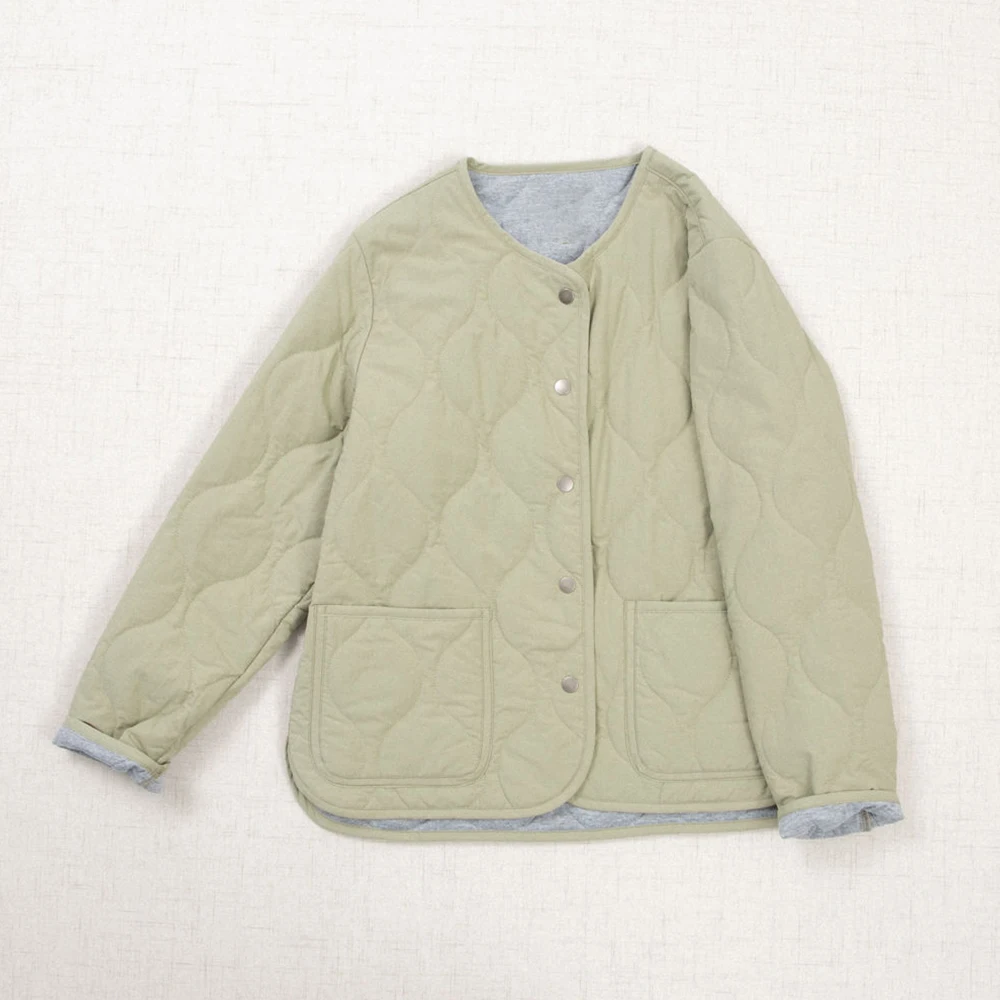 

Lightweight Cotton Padded Jacket Round Neck Quilted Vest Removed Tag Mall Counter Autumn Winter Warm Outerwear Women's Fashion