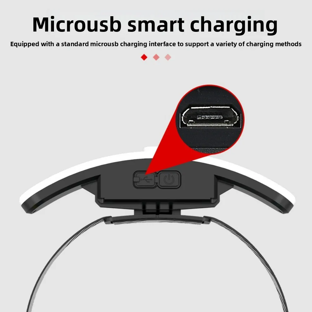 شحن USB للمصابيح الأمامية COB - مستشعر حركة ضوء تحذير أحمر عريض ساطع لركوب الدراجات في الهواء الطلق والجري الليلي