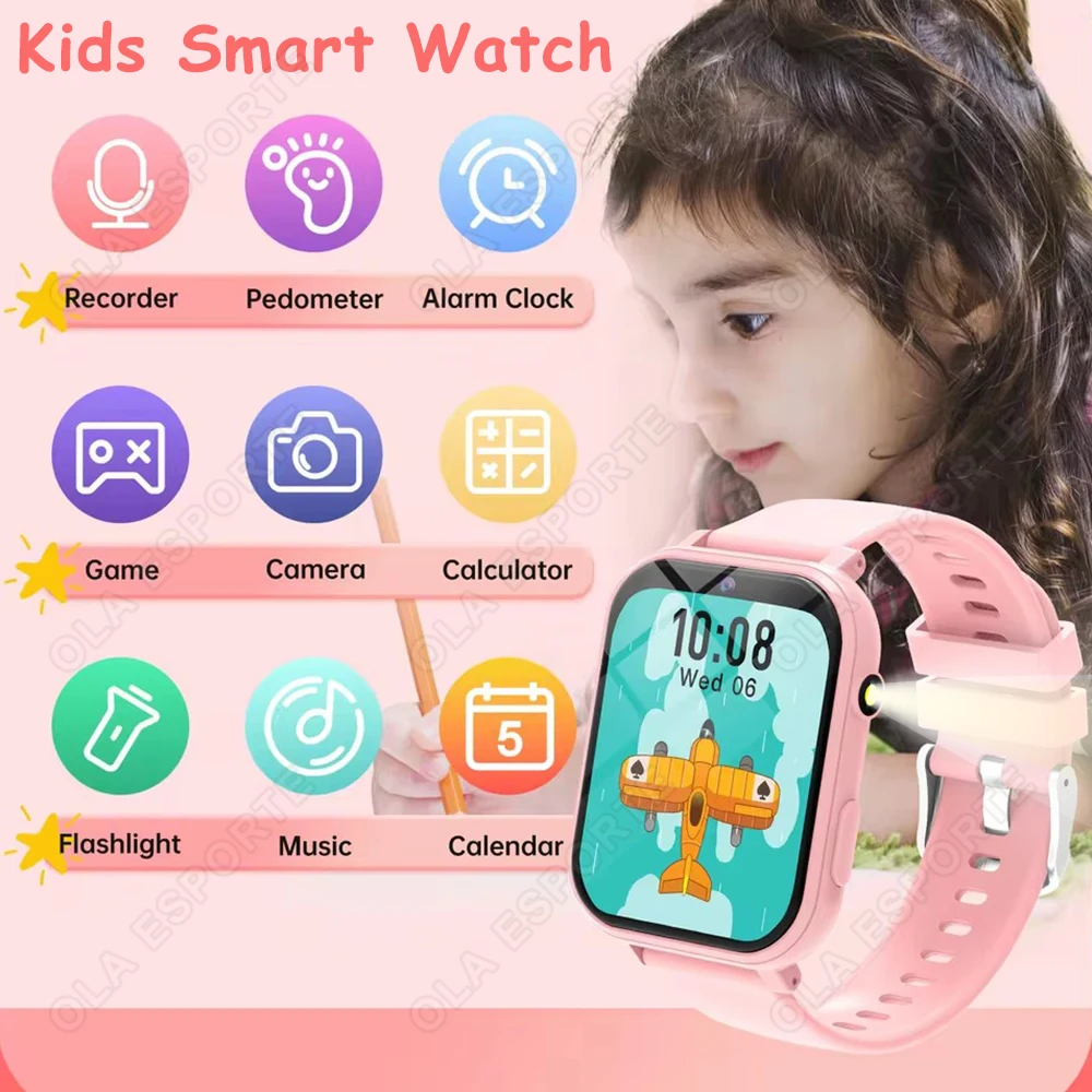 

Kids Camera Smartwatch Girl Boy Age 4-12 Years Kids Intelligence Learning Game Partner Step Counter Alarm Flashlight Gift HW12