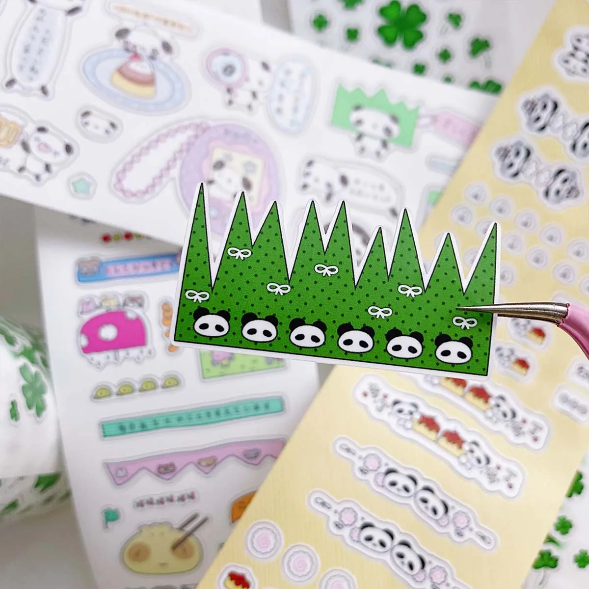 WAKAWAKA Panda Story Cute Washi Tape Die Cut Scrapbooking Adhesive Tape Kawaii Animal Decorative Stickers for Journal Planner