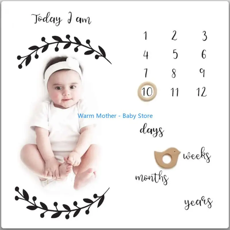 

Newborns Blanket Monthly First Year Growth Background Baby Girls Boys Studio Backdrop Commemorative Present 57QE