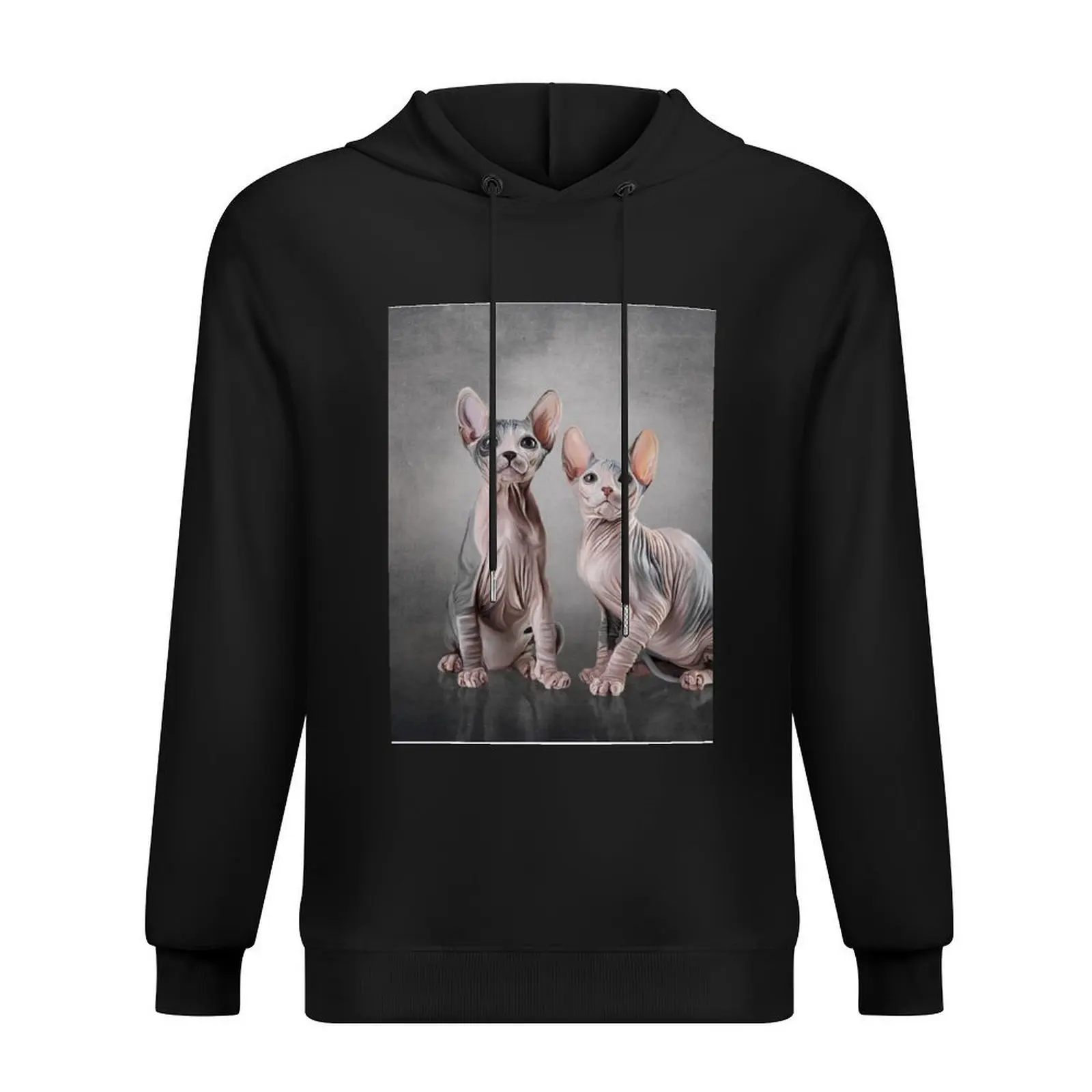 

Drawing two cats Sphynx, hairless Hoodie blouse autumn new products men's sweat-shirt set hooded shirt man hoodie