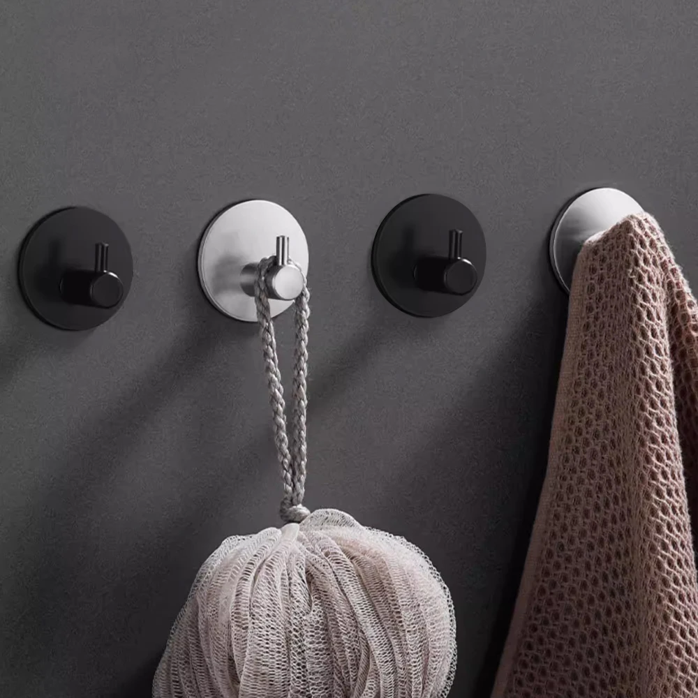 L-shaped Wall Hook Sticky, Stainless Wall Coat Racks Rustproof Hook Holder Wall Mount Punch-free Hanger for Kitchen Bathroom
