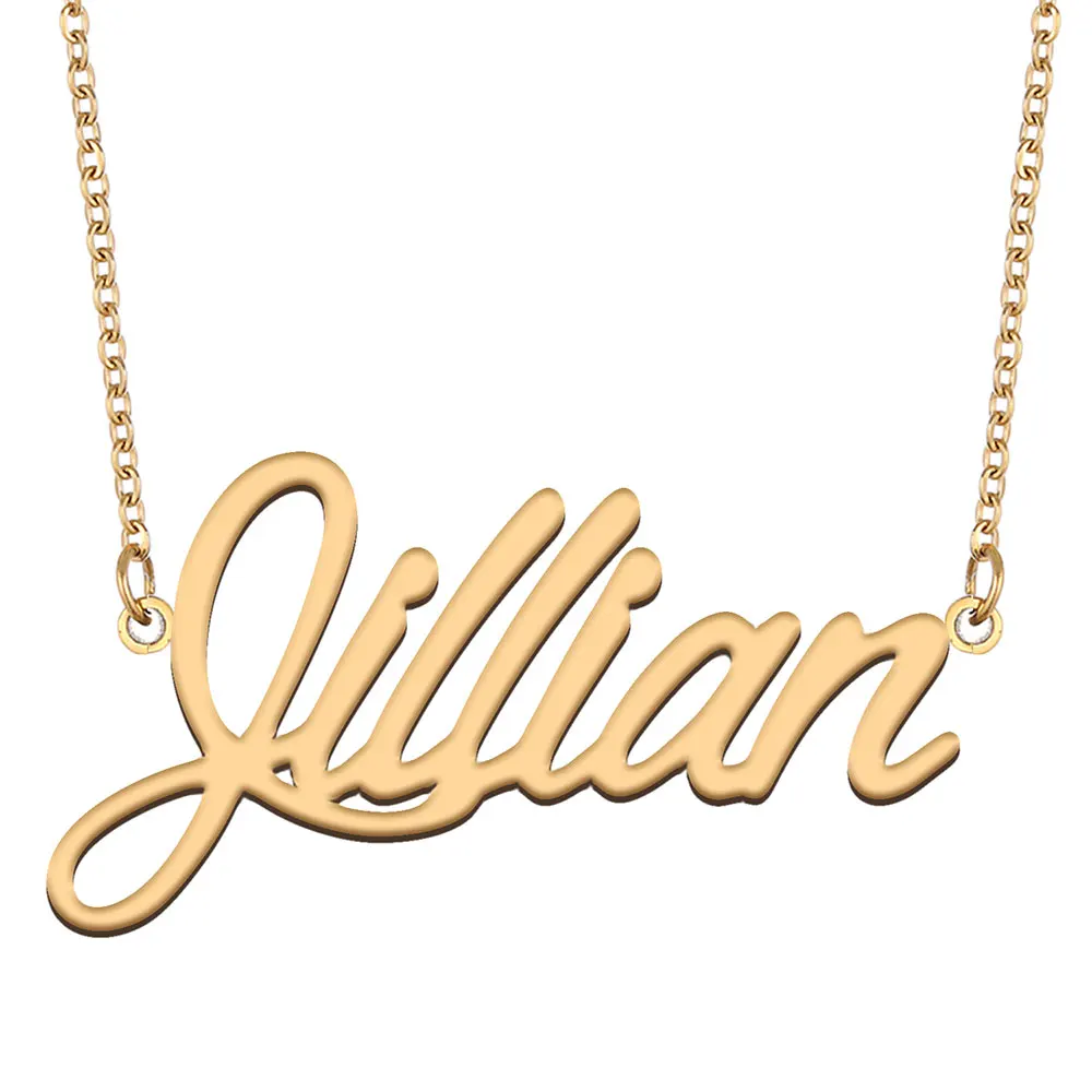 

Jillian Name Necklace for Women Stainless Steel Jewelry Gold Color Nameplate Pendant Collares Para Mujer Letters Choker