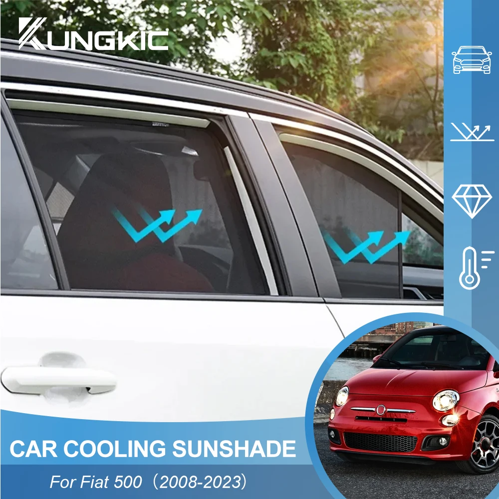 

Magnetic Car Sunshade For Fiat 500 2008 2009 2010 2011 2012 2013-2023 2024 Front Windshield Curtain Rear Side Window Sun Shade
