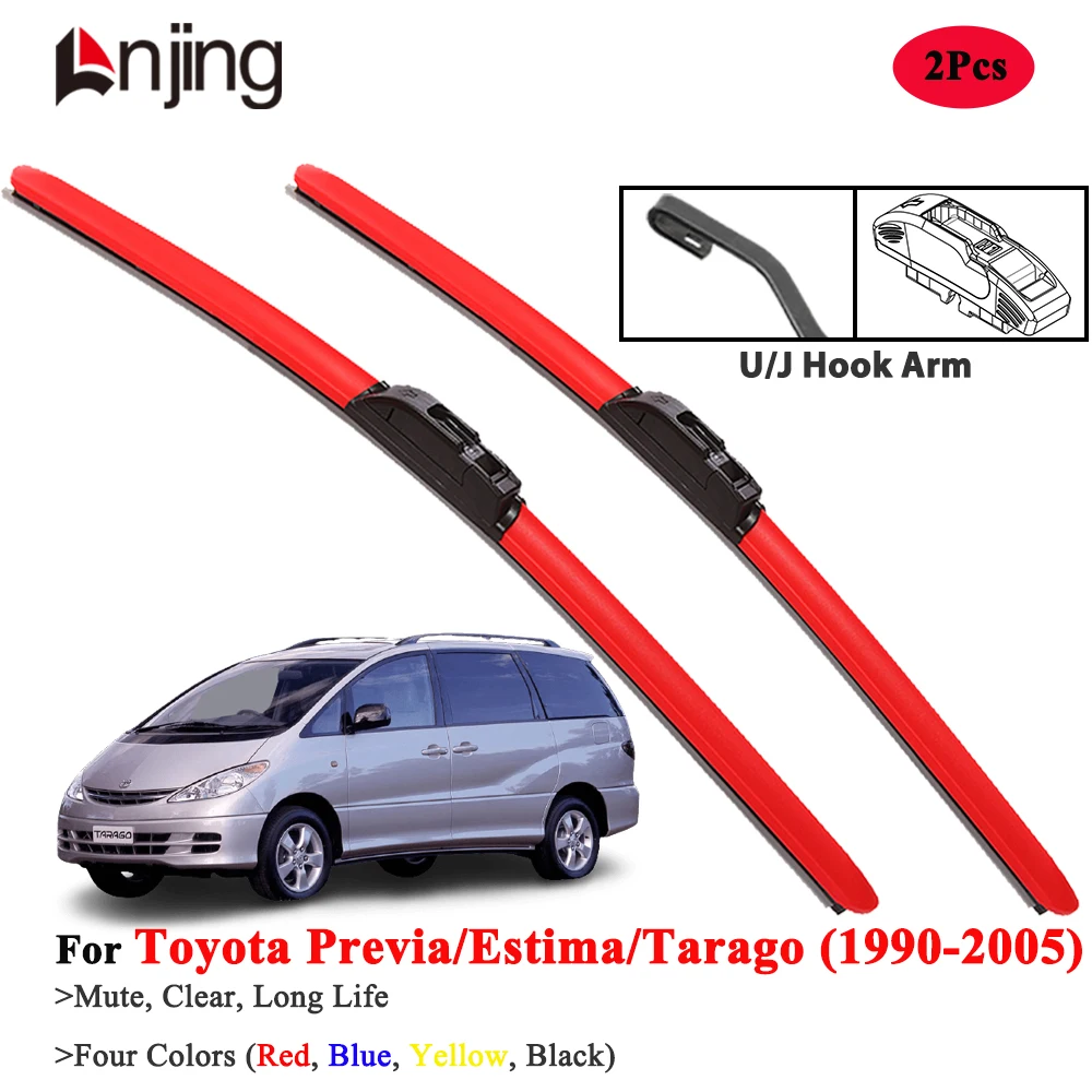 

LNJING Red Wiper Blades For Toyota Estima Previa Tarago 1990-2005