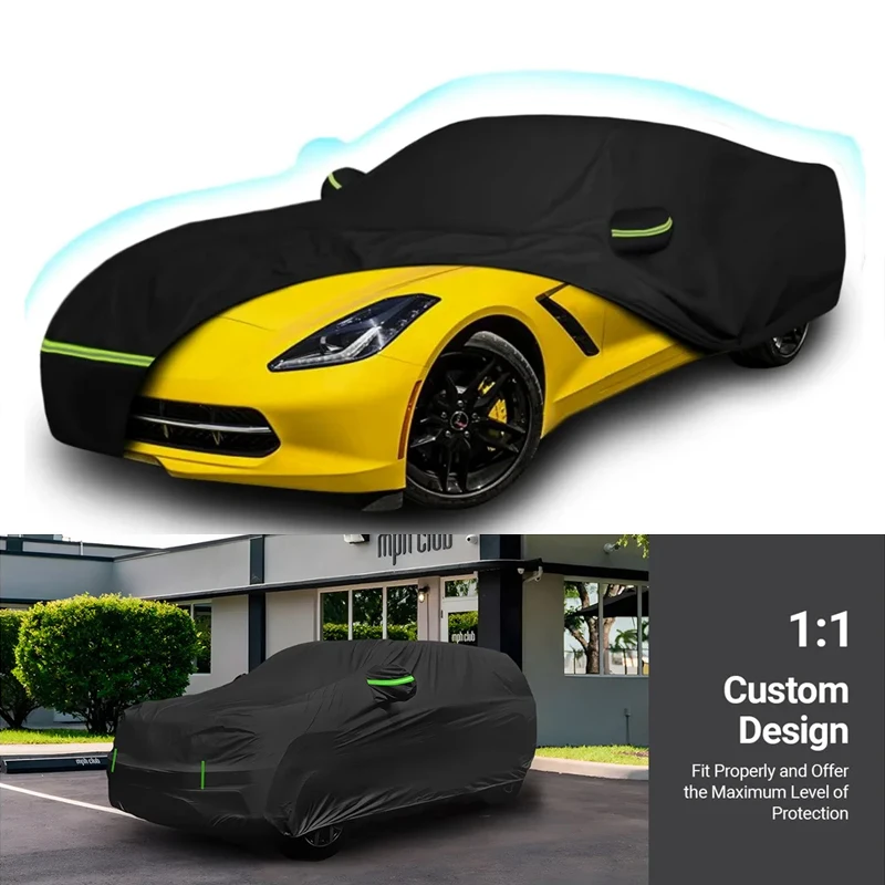 

Waterproof Car Cover Custom Fit For Corvette C7 Z51 Z06 2014-2019 All Weather With Zipper Door Snow Rain Dust Hail Protection