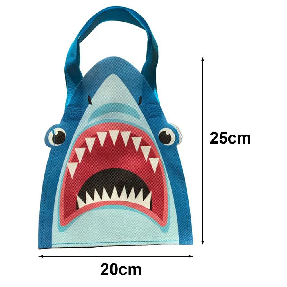 15 Pcs Shark Party Favor Bags with Handles Blue Shark Candy Goodie Gift Bags Ocean Sea Baby Shower Birthday Supplies Decoration view 3