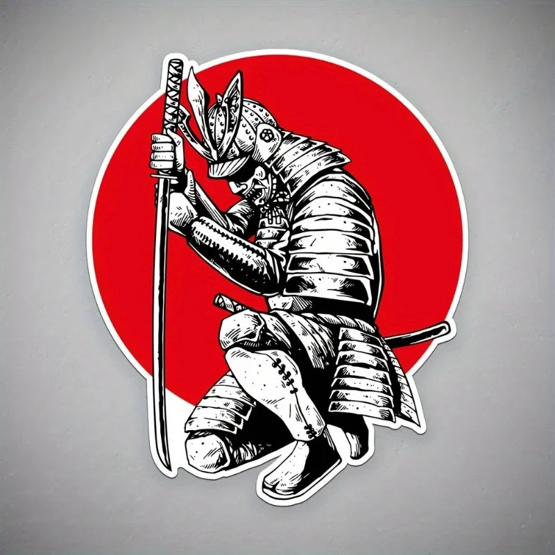 Red Sun Samurai Sticker Waterproof Vinyl Decal for Car Window Trunk Auto Body Motorcycle JDM Style Decoration