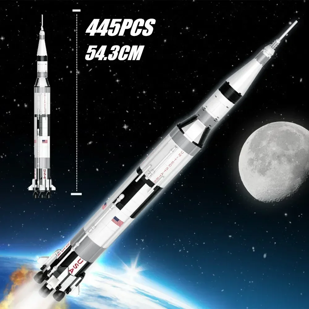 50CM USA NASAS Exploring Apollos Saturn V Space Launch Rocket Model Building Blocks Bricks Children Kid Toy Gift