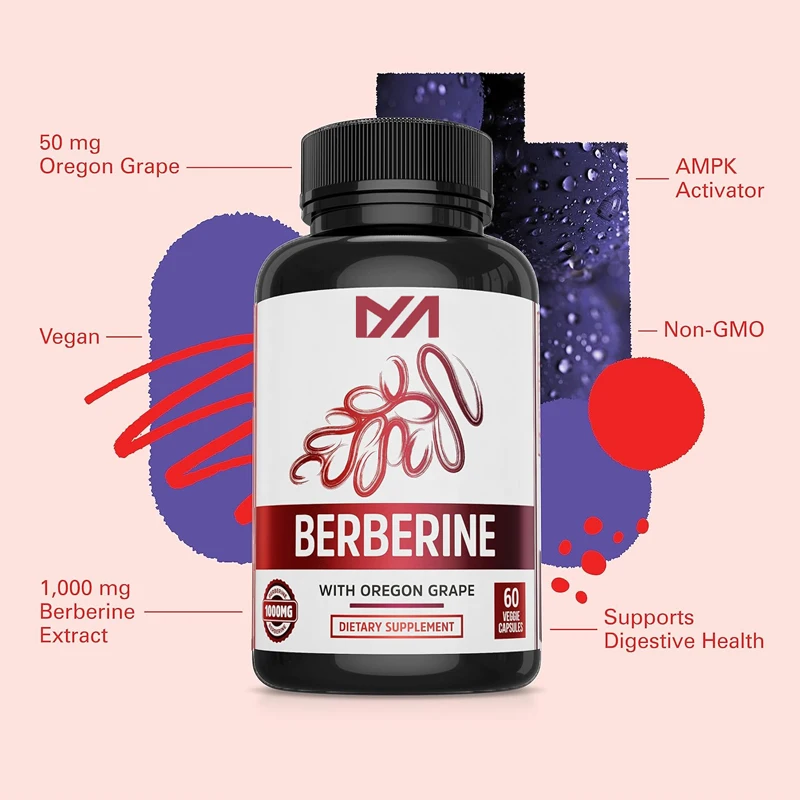 

Nutrition Berberine supplement 1000mg contains Oregon grapes, vegetarian, gluten free, 60 capsules