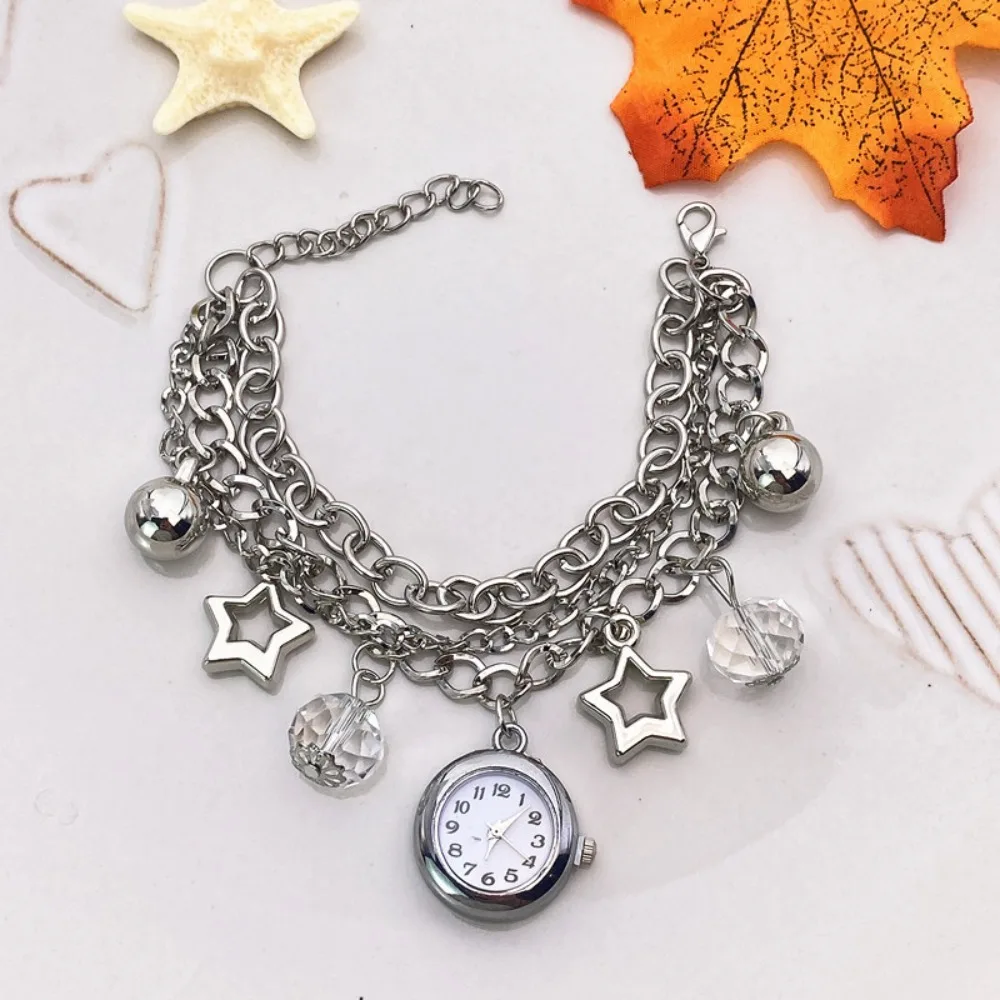 Fashion Adjustable Bracelet Watch with Pendant Star Heart Quartz Watch Alloy Ladies Wristwatch for Women Girls