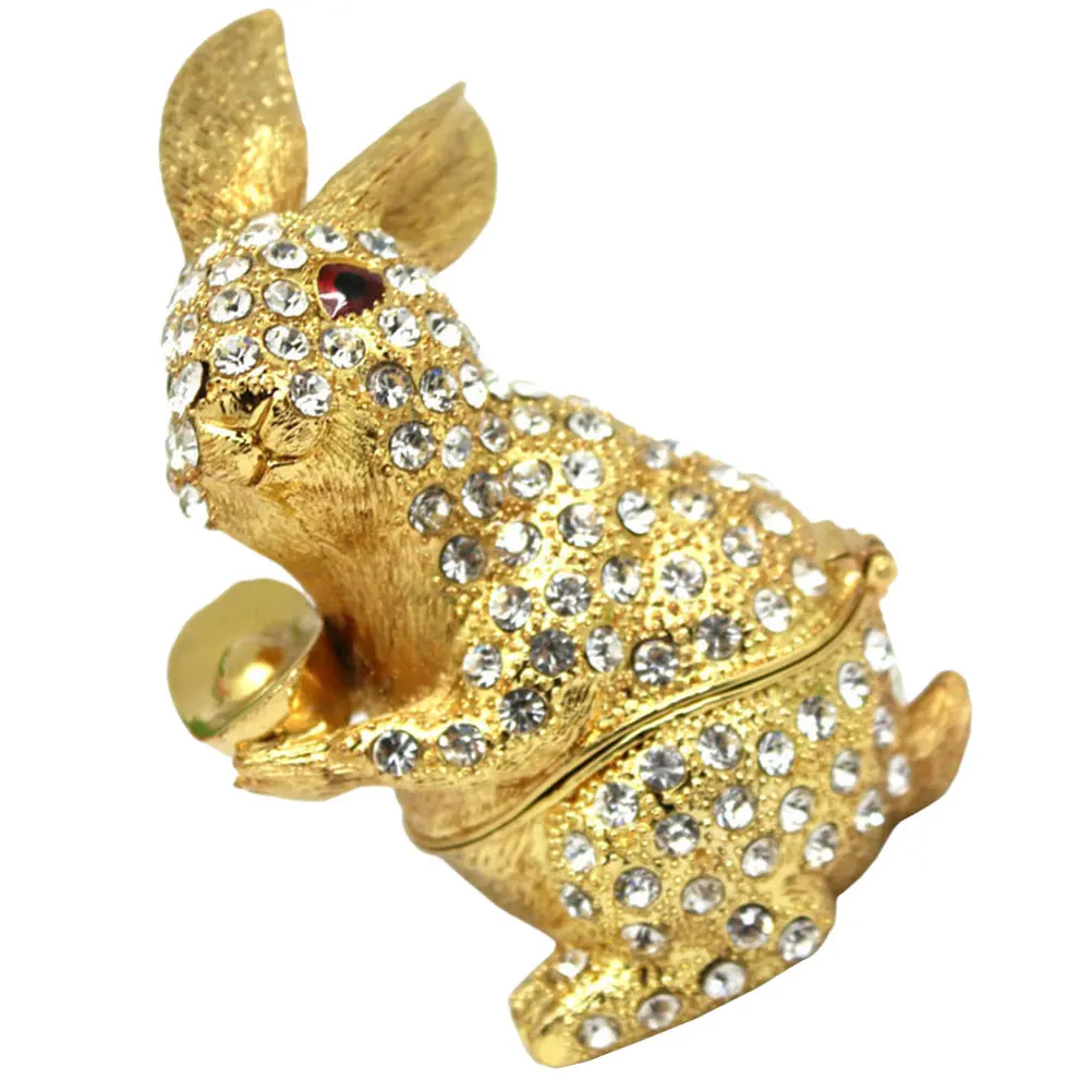 

Rabbit Jewelry Box Storage Case Alloy Trinket Boxes Ring Earrings Container Travel Holder Smooth Inner Protect Precious Great
