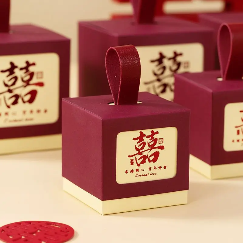 Boîtes d'emballage de chocolat en papier rouge rétro, boîtes à bonbons de style chinois, cadeaux de mariage pour les invités, mariage, fête de mariage, 25 pièces