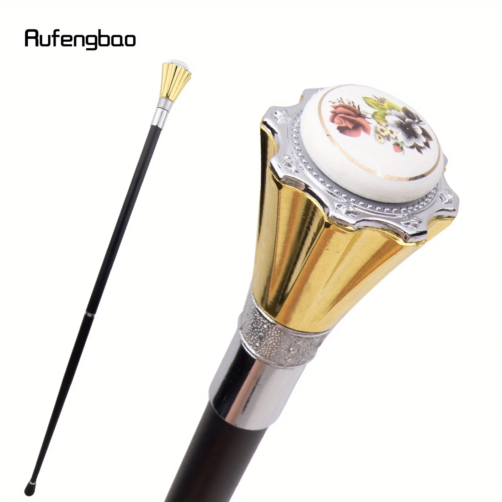 Colorful Luxury Flower Round Handle Fashion  Stage Cane Decorative  Cane Halloween For Cosplay And Parties, For Cosplay & Party