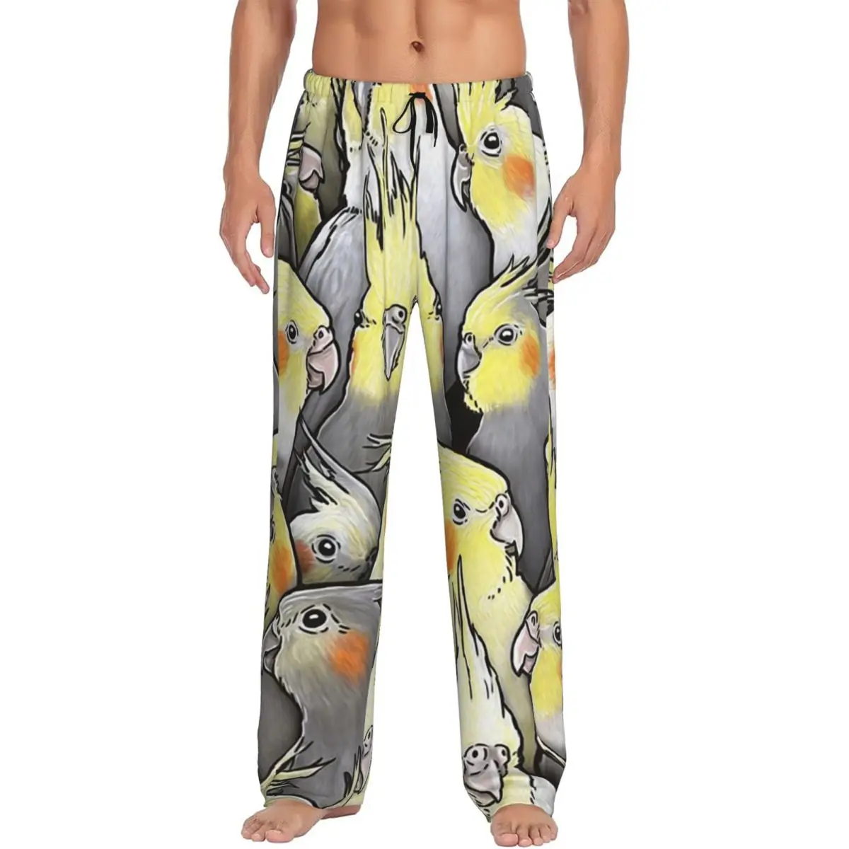 Custom Cockatoo Cockatiel Parrot Galore Pajama Pants Men Sleepwear Sleep Lounge Bottoms with Pockets