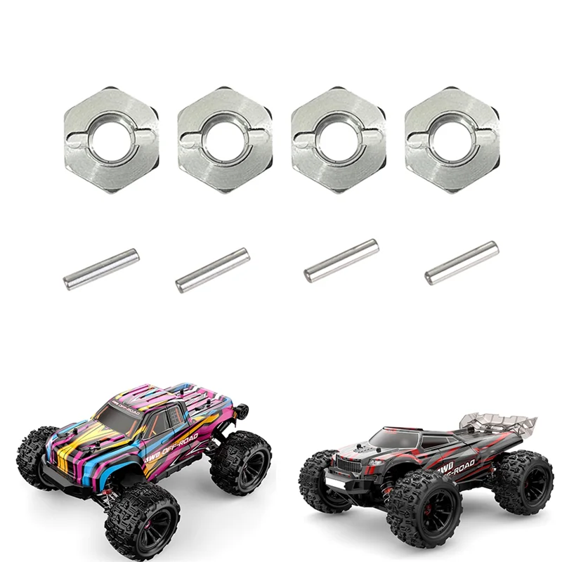 Adaptador de cubo hexagonal de rueda de Metal, 4 Uds., 12mm, para MJX Hyper Go H16 16207 16208 16209 16210 14301 14302 RC, piezas de mejora de coche