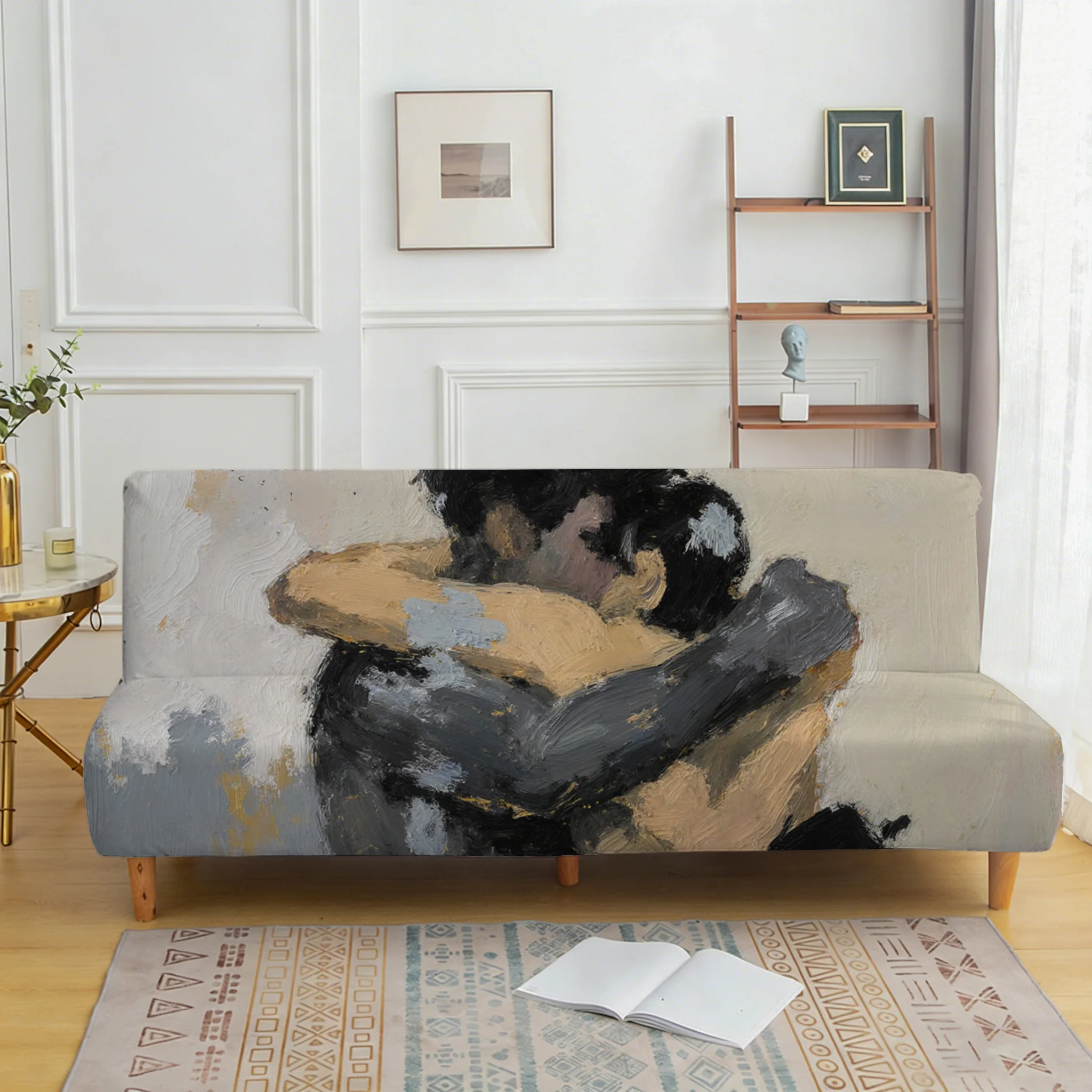 

Чехол для дивана-кровати с рисунком масляной живописи, эластичный чехол для дивана без подлокотников, пылезащитный и нескользящий защитный чехол для мебели