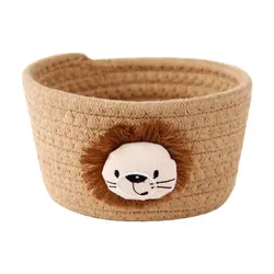 1pc 16x9CM Cartoon Animals Hand Woven Cotton Rope Storage Basket Kids Toys Desktop Organizer Sundries Storage Box