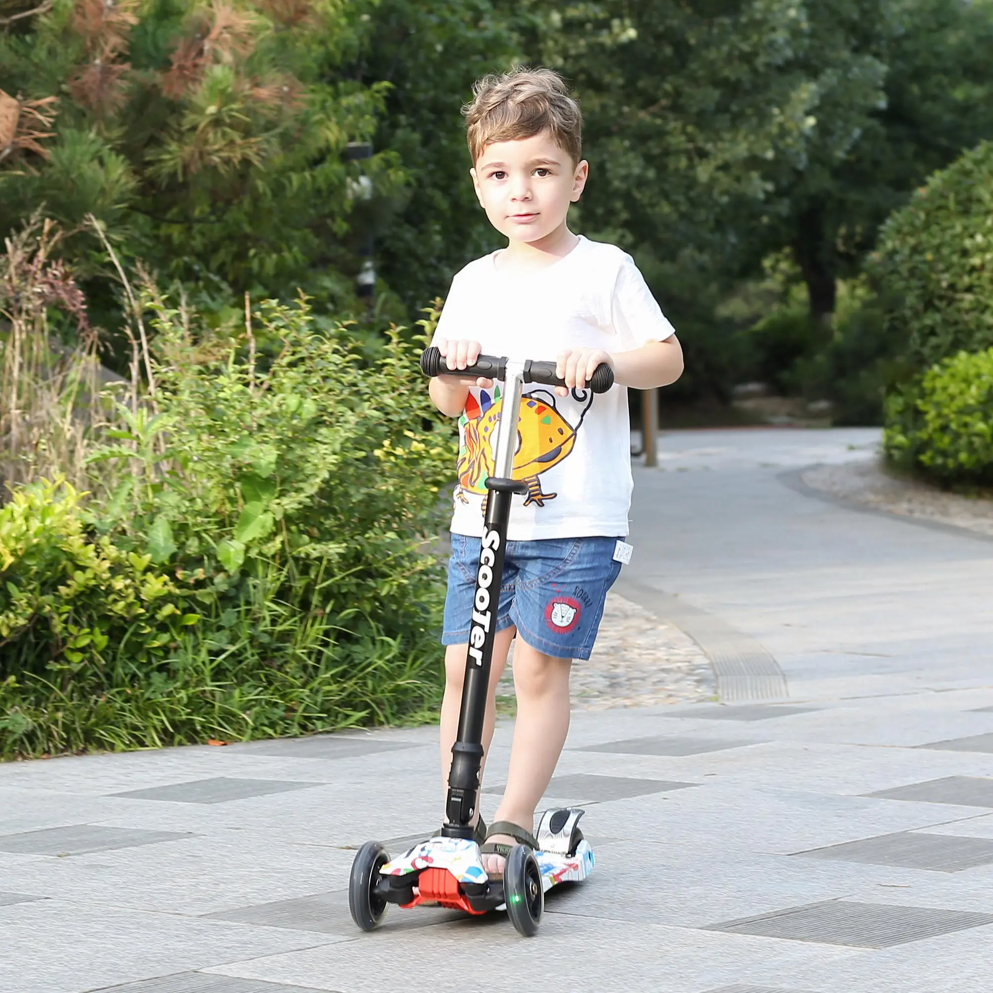 Tretroller für Kinder, Rad mit Bremse, höhen verstellbarer Lenker, leicht, 3-10 Jahre alt, breites Steh brett