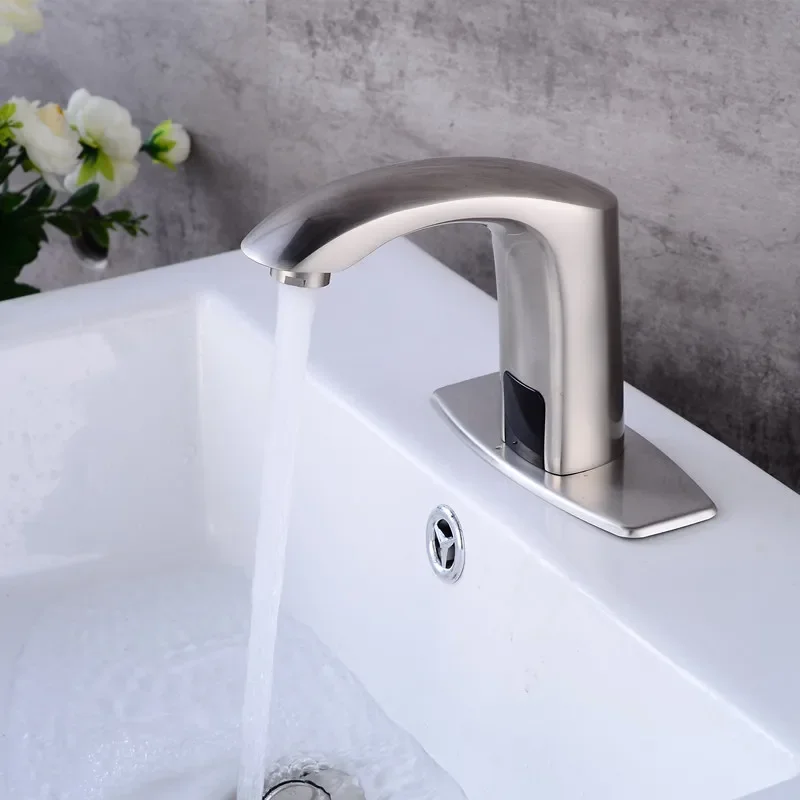 Automatic Sensor Faucet Infrared Hand Touchless Tap Modern Chrome Polished Basin Faucets Brass Hot Cold Mixer Sink Bathroom Tap