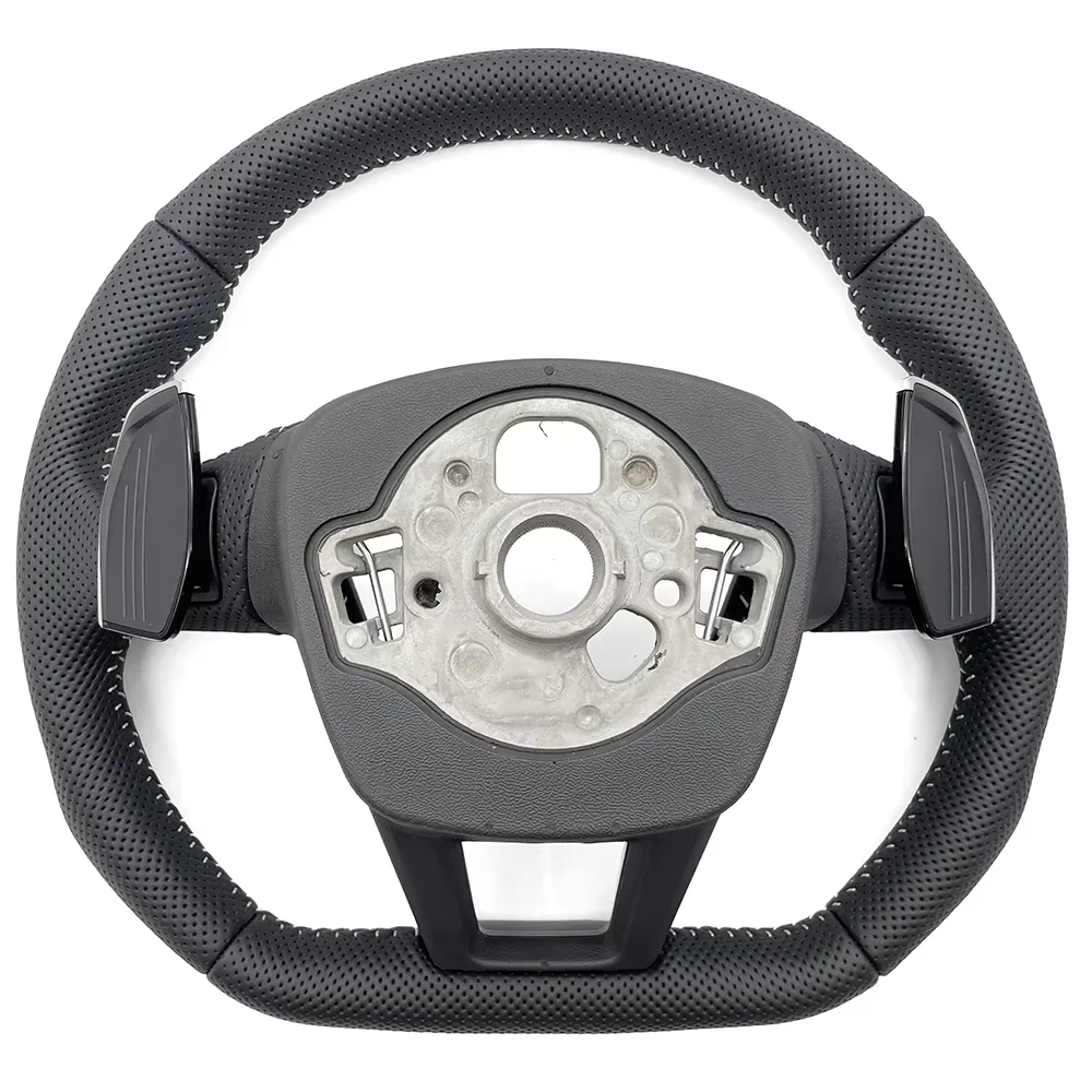 

For Audi A6 C8 Full Alcantara Leather White /Black /Red Stitching Multifunction Steering Wheel With Key Button Assembly