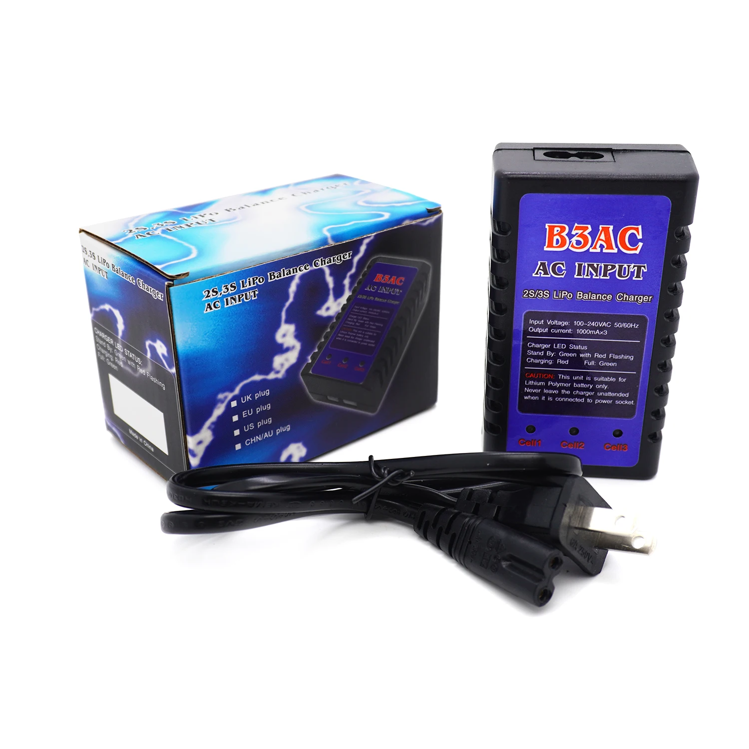 B3AC リチウム電池バランスコンパクト充電器 2-3S リポ 100-240VAC 電圧 RC ドローンヘリコプター航空機車ボートモデル部品用