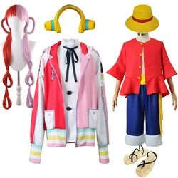 Japanese Anime Movies Kids Aduit One Piece Costume Halloween Cosplay Boys Men's Luffy Clothing Set Girls Women Uta Hoodie