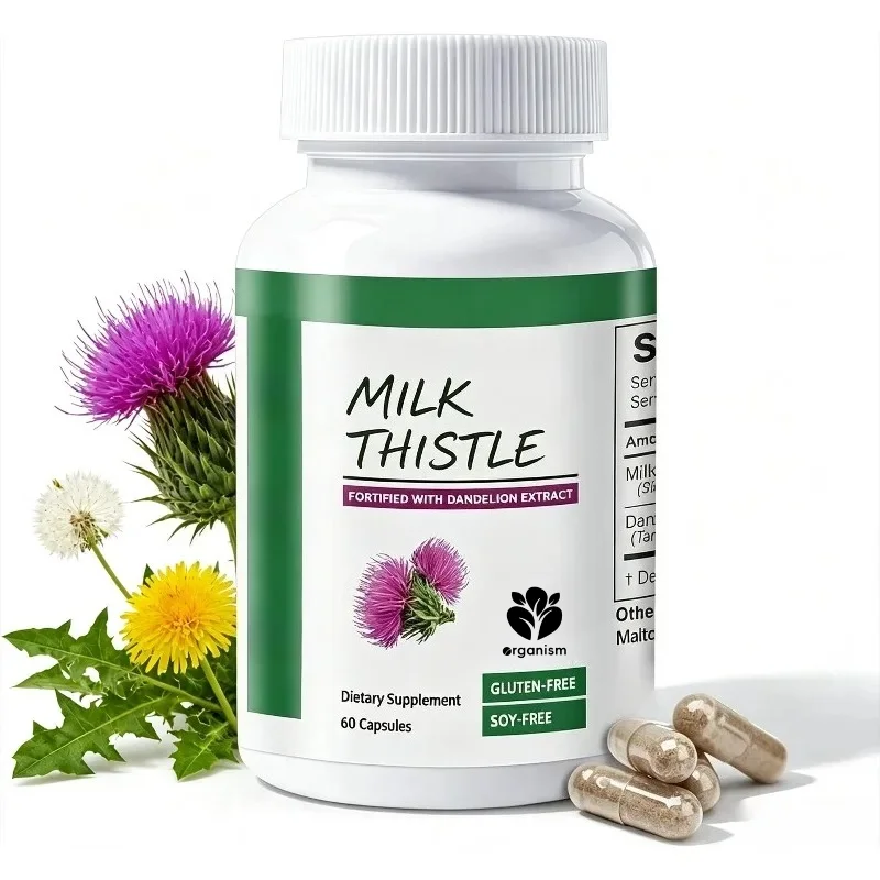 Milk Thistle Silymarin - ミルクシスルシリマリン（タンポポ葉エキス配合）- 肝臓の浄化と修復サポート、抗酸化作用 60カプセル