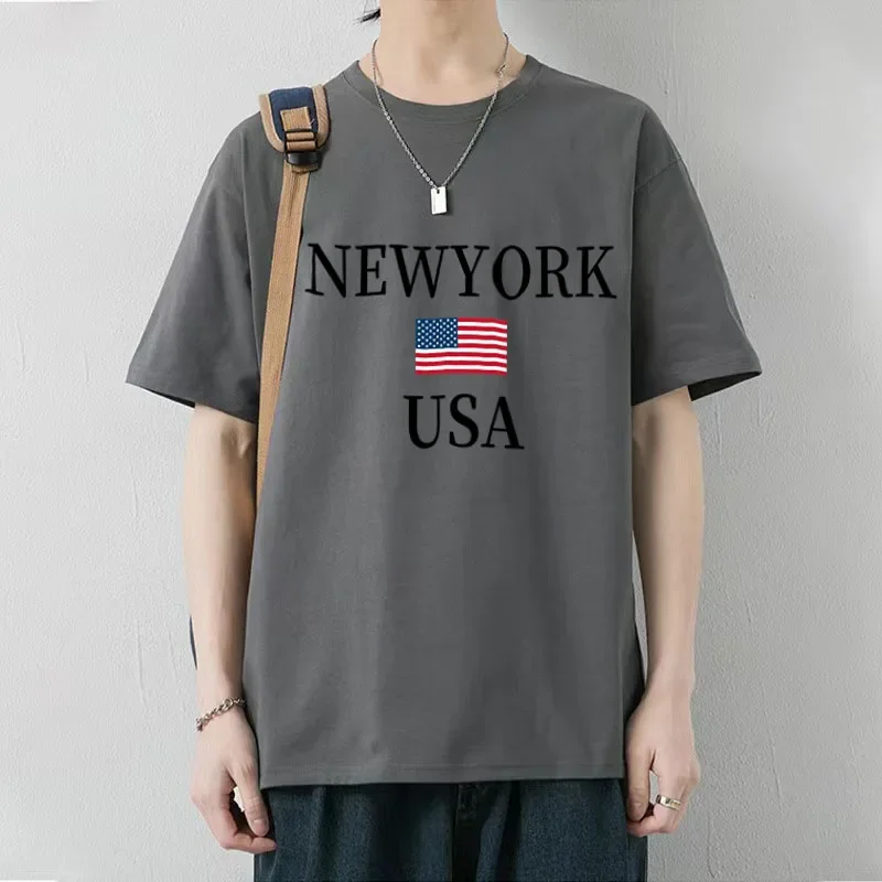 Men's and women's short sleeve T-shirt Loose cotton top USA KINGDOM Summer Men's NEWYORK Design Monogram Print T-shirt