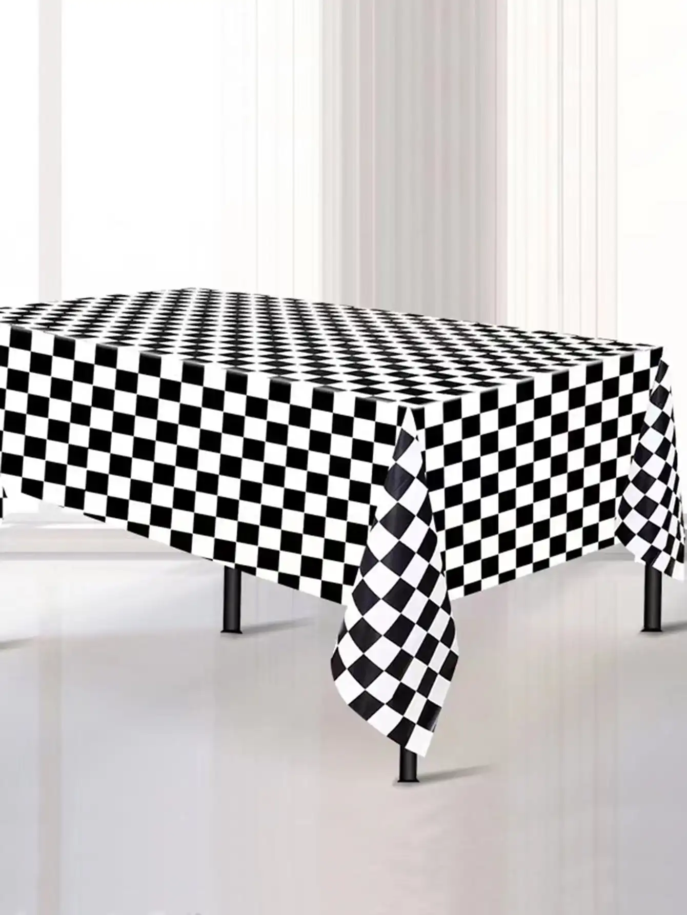 137x274cm Party F1 race black and white checkered tablecloth Waterproof and stain-proof disposable tablecloth