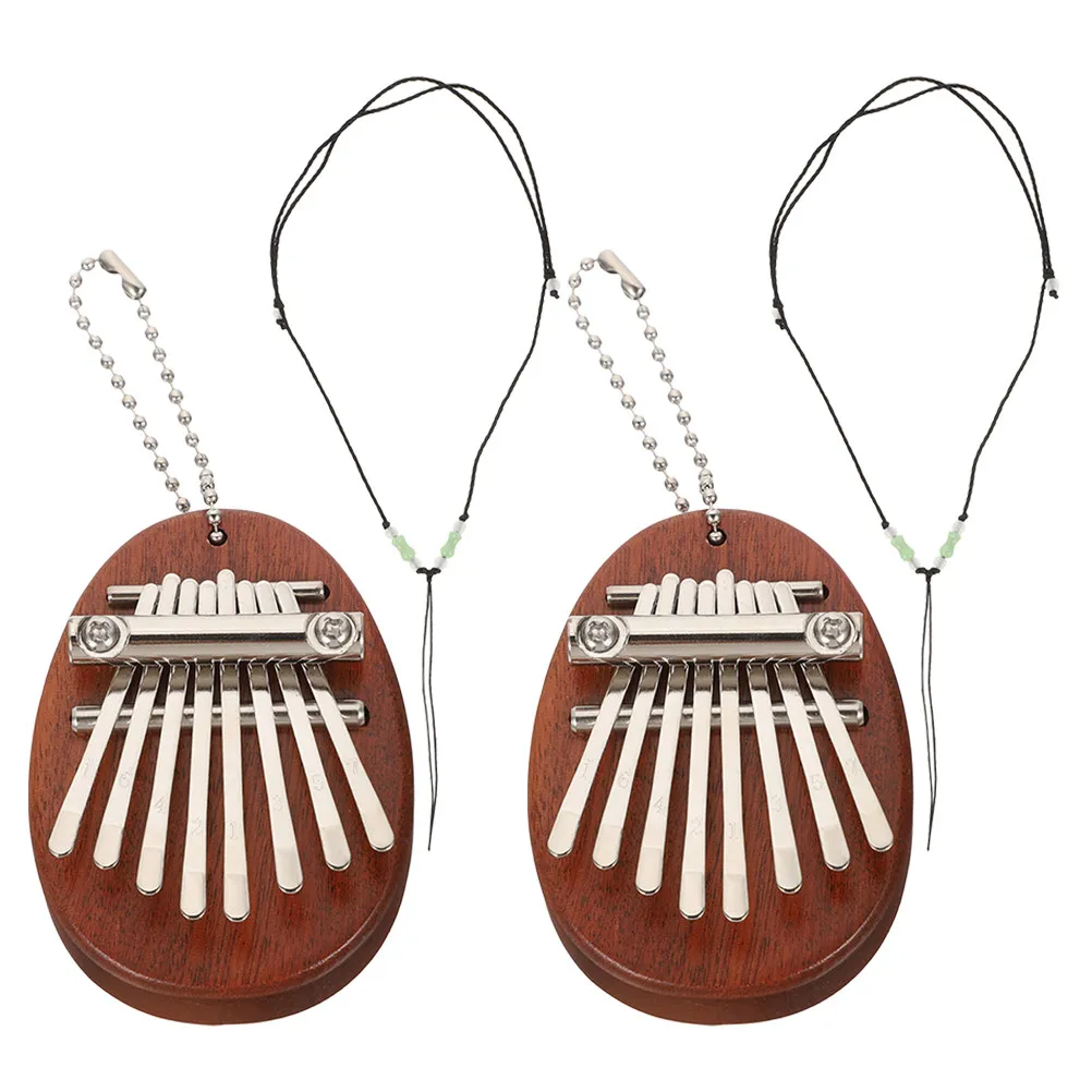 

2 Sets Mini Kalimba Thumb Piano Waterdrop Shape 8 Key Portable Wood Finger Piano Perfect for Beginners Music Lovers Musical