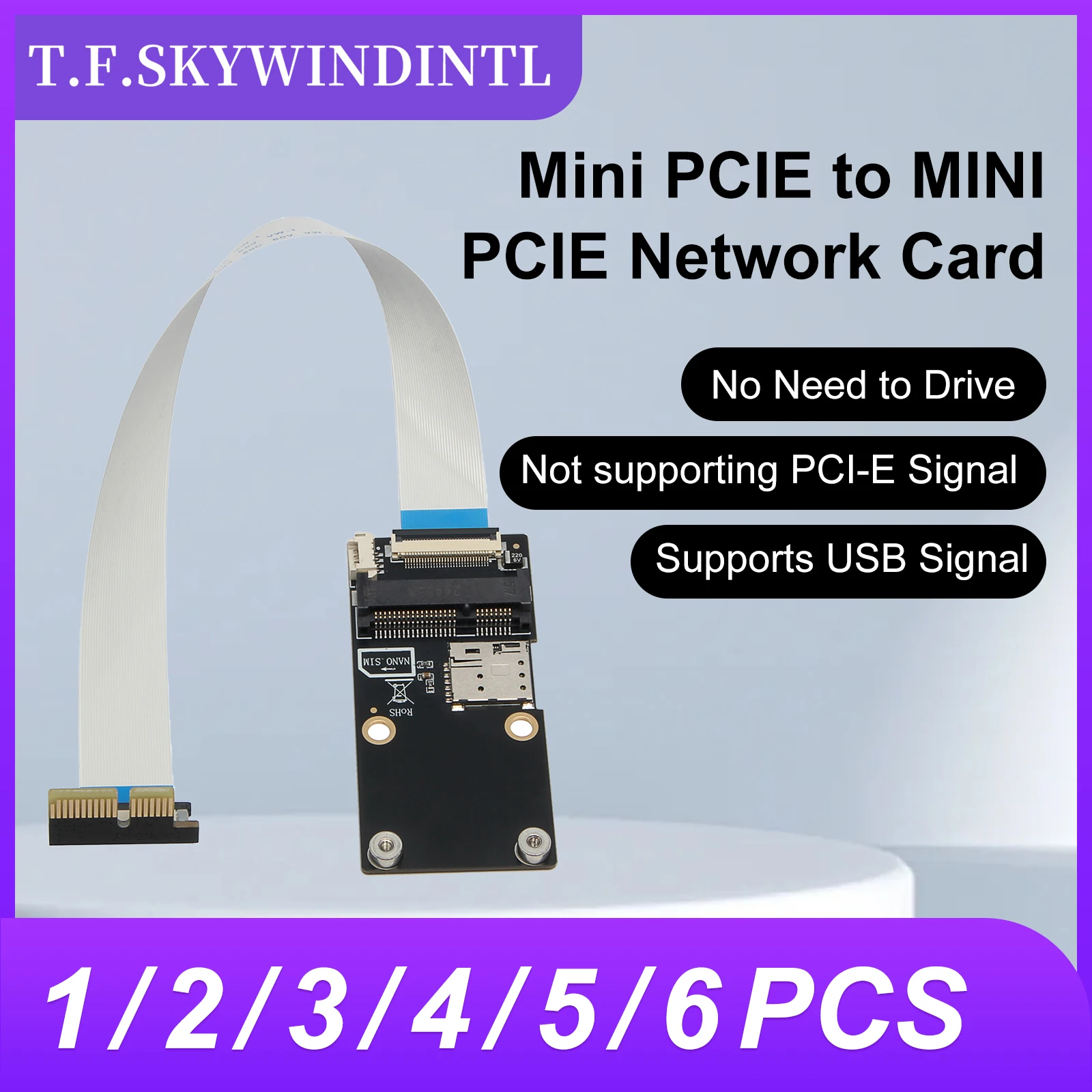 

Mini PCI-EX1 to Mini PCIE Adapter Card PCIe x1 to Mini PCI-E Module/Network Card Supports Mobile EC20 Huawei ME909s-ec25 Modules