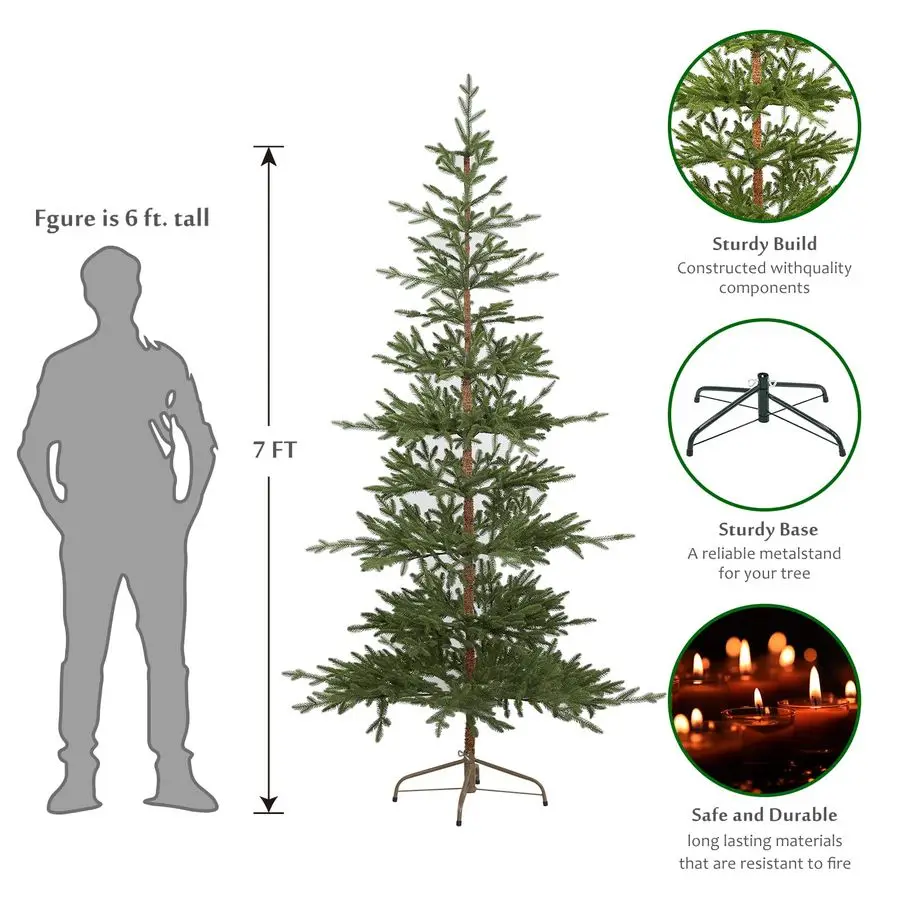 شجرة عيد الميلاد الاصطناعية من جبال الألب بطول 7 أقدام، شجرة عيد الميلاد المتناثرة، باللون الأخضر
