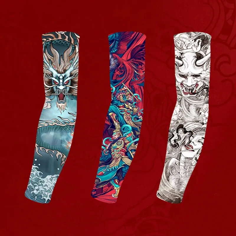 Tattood Ice Sleeve Flower Arm Seamless Ice Silk Sunscreen Sleeve Sleeve Arm Cover Riding Outdoor Arm Protection