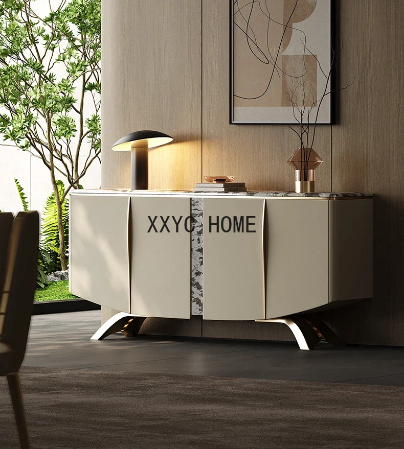 Light Luxury Natural Marble Home Wine  Living Room Wall High-End Sideboard Cabinet Wall