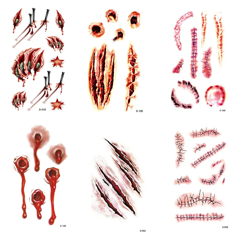 

Halloween Tattoo Stickers Scar Tattoo Stickers Fresh Tattoo Stickers Waterproof Tattoo Stickers Party Props Makeup Dress Up