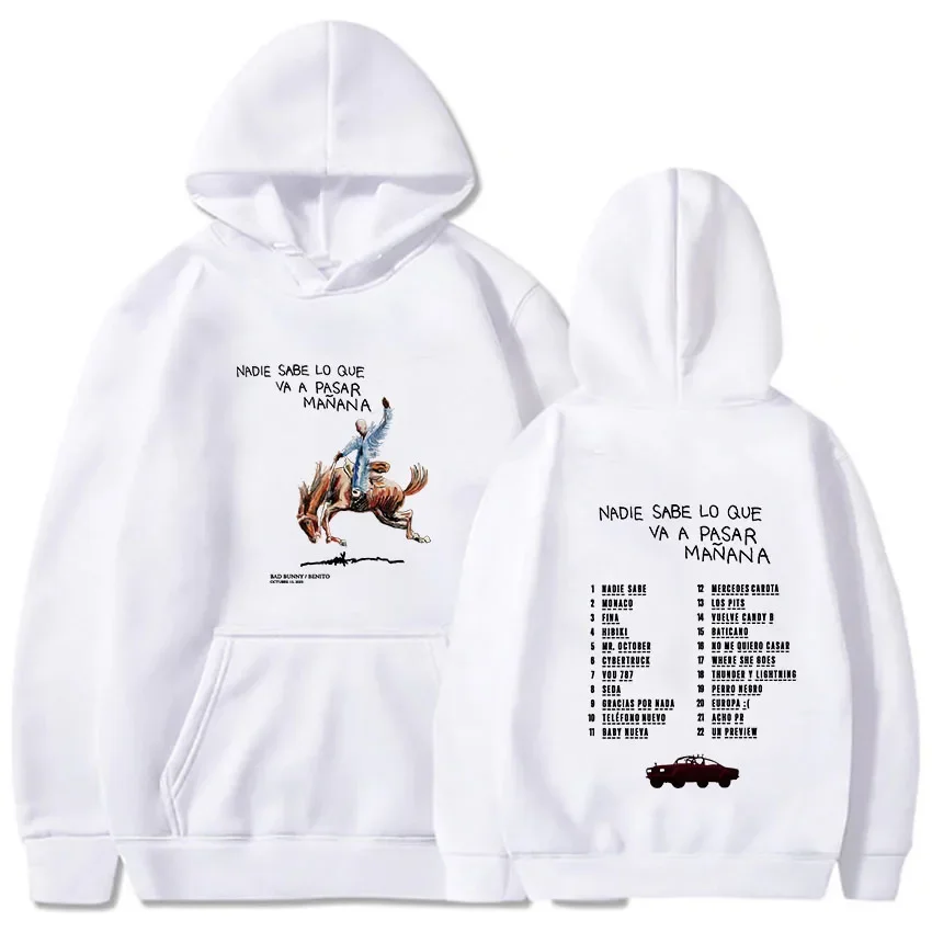 Bad Bunny New Album Nadie Sabe Lo Que Va Pasar Manana Men Hoodies Harajuku Aesthetic Graphic Sweatshirt Pullovers Unisex Clothes