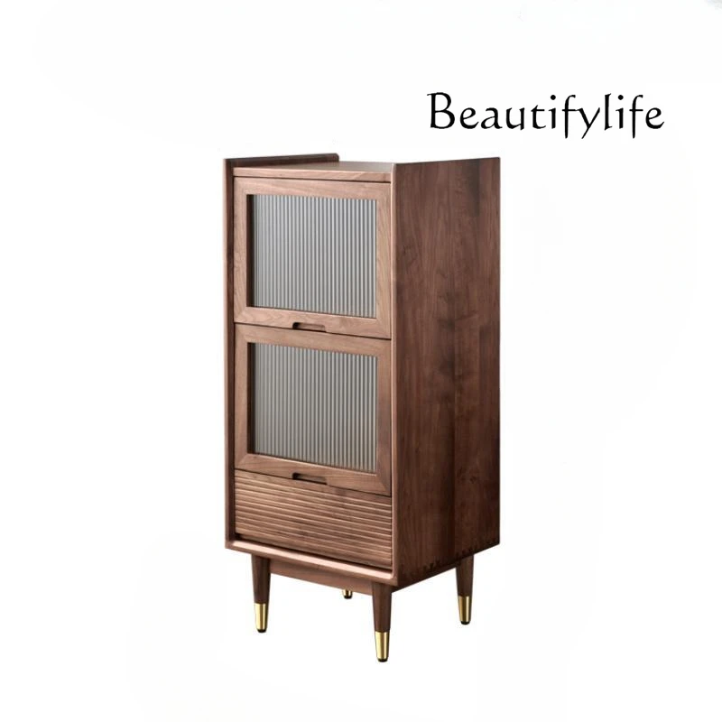 

Северо-американский черный ореховый твердый деревянный ТВ боковой шкаф скандинавский стиль роскошный диван боковой ящик для хранения комод