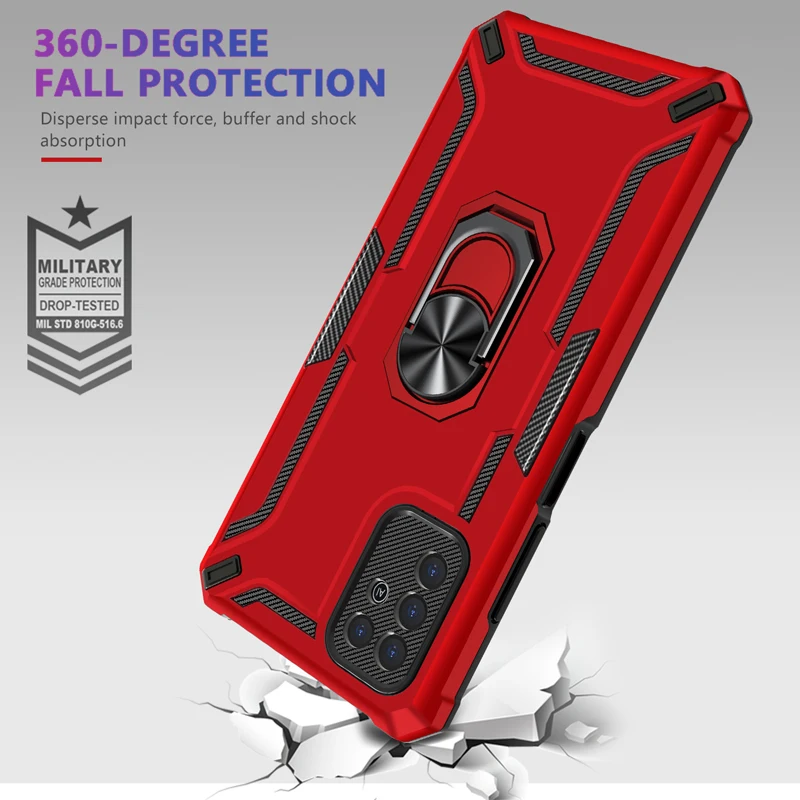 2 In 1 Shockproof Anti-drop Phone Case PC + TPU Armor Protective Cover With Magnetic Finger Ring For ZTE Blade V30 Vita