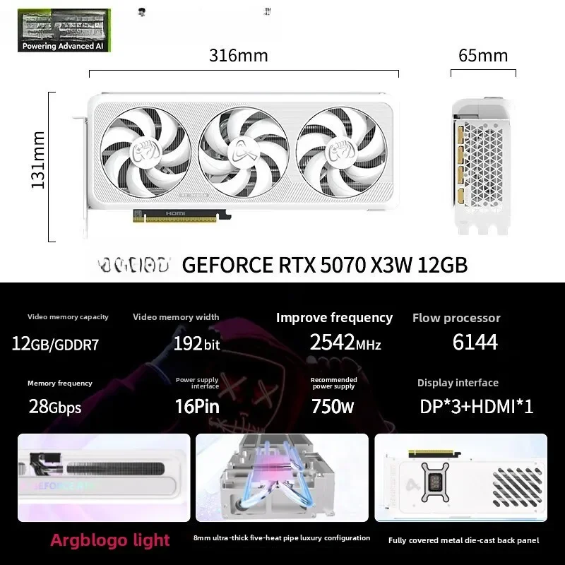 Grafica discreta desktop GeForce RTX 5070 X3W 12G DLSS 4