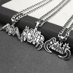 Goth Hip Hop Music Band Pendant Necklace for Women Men Stainless Steel Gothic Punk Male Chain Necklaces Jewelry 7729-QKC