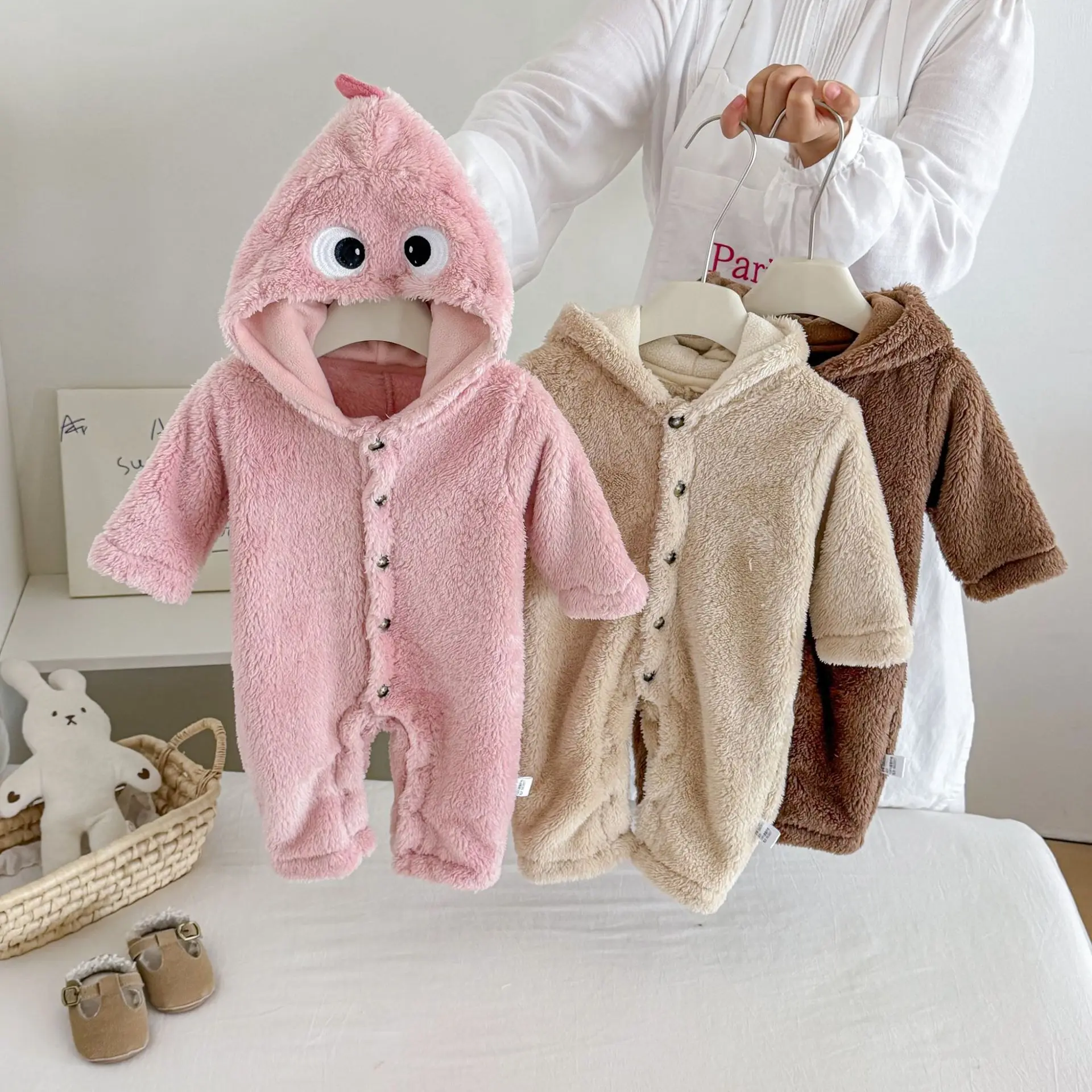 2026-new-fall-winter-baby-hooded-romper-cartoon-warm-onesie-for-boys-girls-cute-newborn-outwear