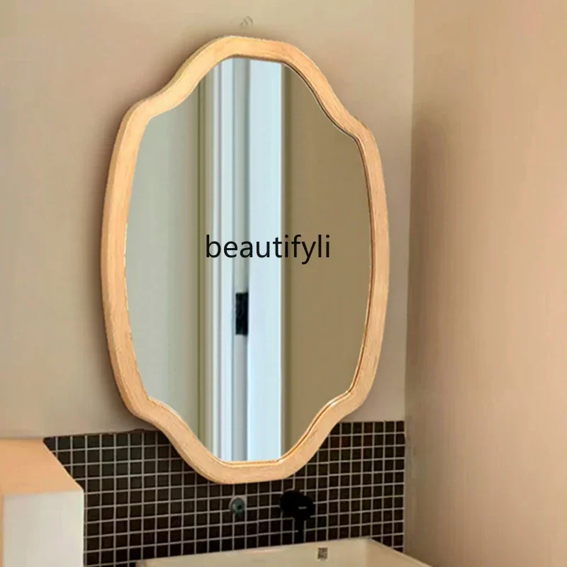 American Style Bathroom Mirror Wash Basin French Simplicity Art Dressing Mirror Wall-Mounted Chinese Style Makeup Mirror