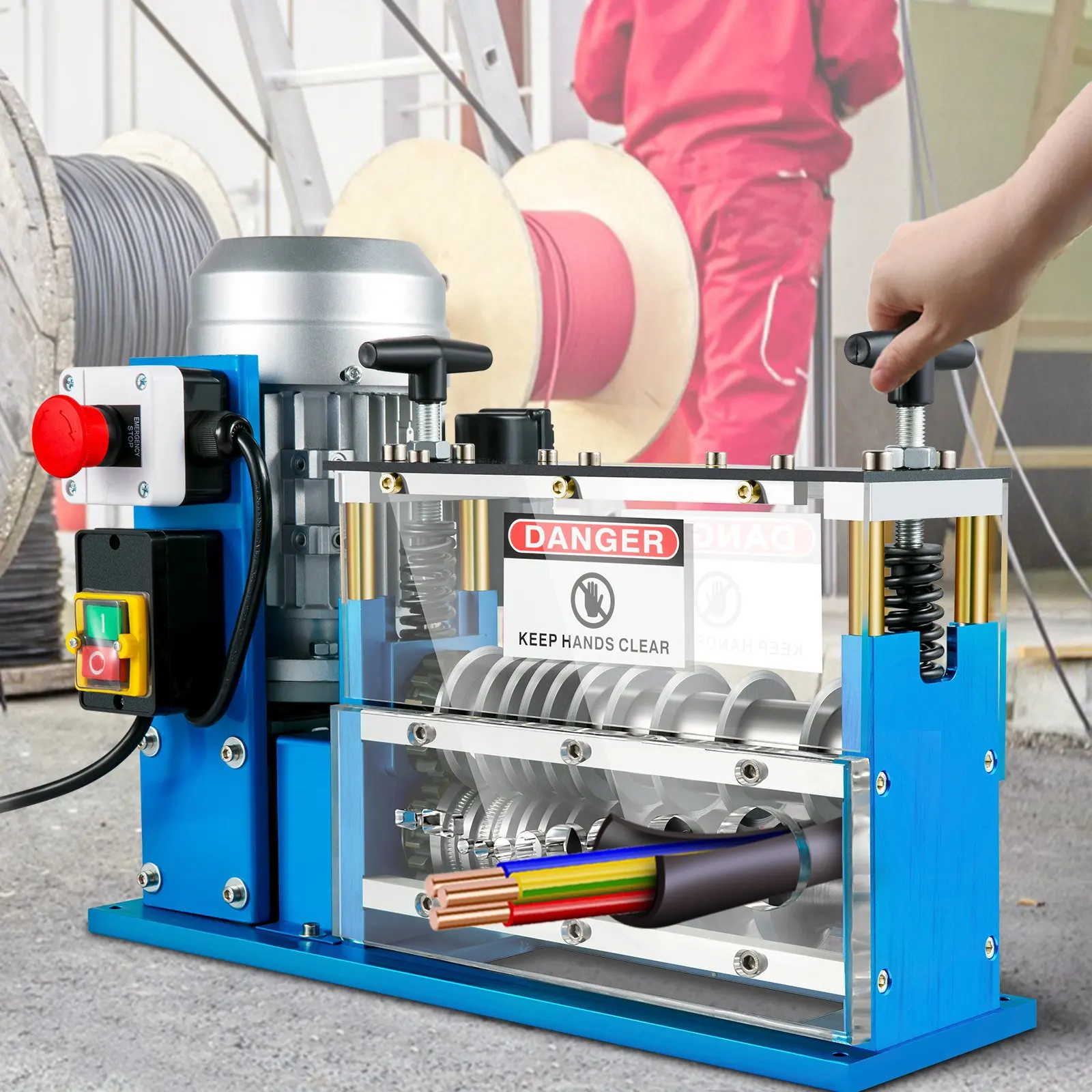 

DG-750 Wire Stripping Machine 1.5mm-38mm Cable Stripper Peeling 10 holes Removing Plastic Rubber