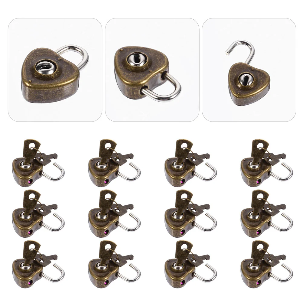 25 Pcs Latch Lock Padlock Diary Book Love Coffee Iron Heart Padlocks Lovers