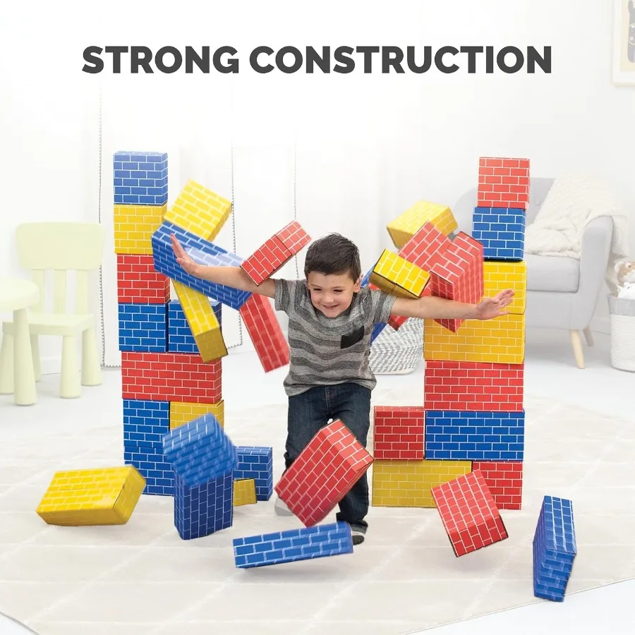Bankers Box at Play Heavy Duty Jumbo-Kartonbausteine, 40er-Pack große und mittlere Spielzeugblöcke für und kreatives Spielzimmer St